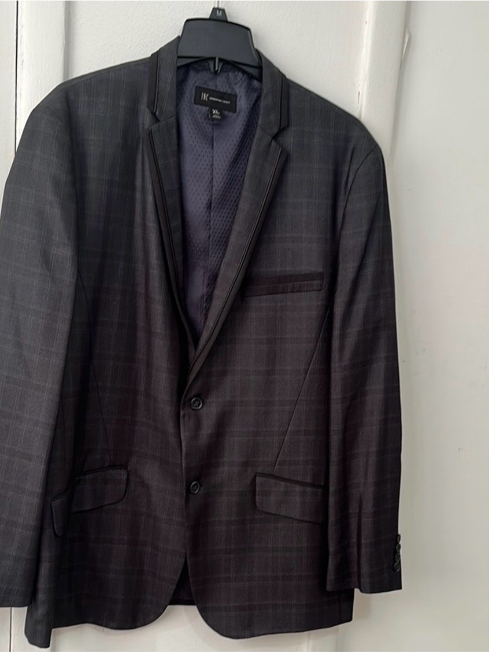 INC International Concepts Men's Dark Gray Plaid Blazer